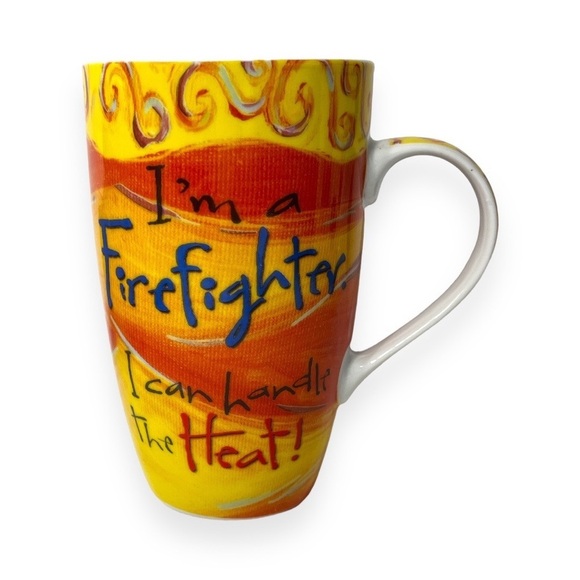 Joyce‎ Shelton It's Just a JOB Fireman Fire Fighter Coffee Cup Mug Handle Heat - Picture 3 of 7